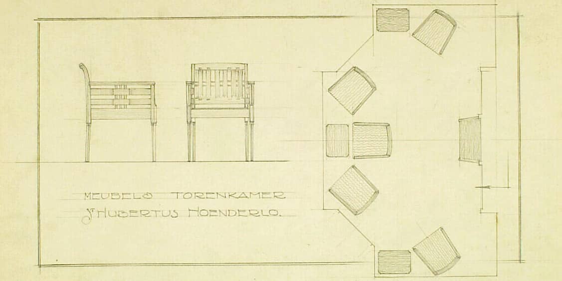 H.P. Berlage, Ontwerp voor de meubels in de torenkamer van Sint Hubertus, 1917-1919