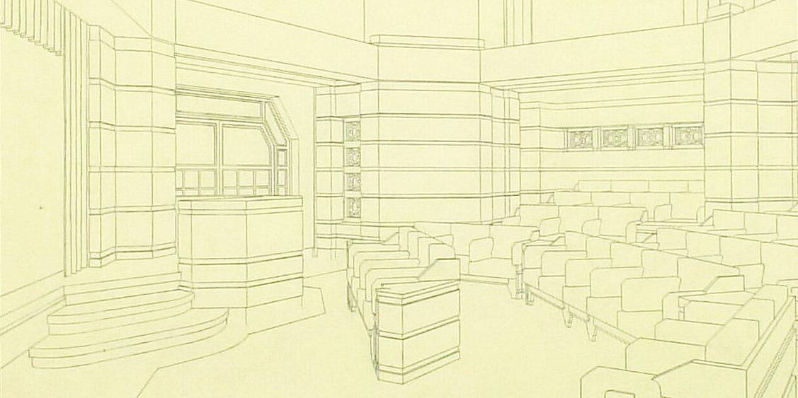 Henry van de Velde, ontwerp voor het 'groote museum', interieurtekening auditorium